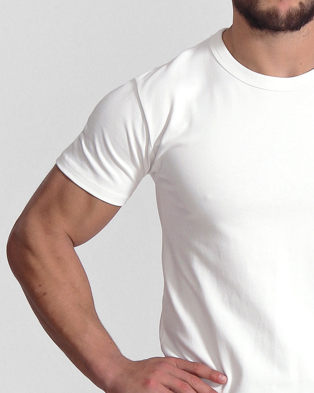 Crew Basic Muscle Fitted Plain T Shirt White