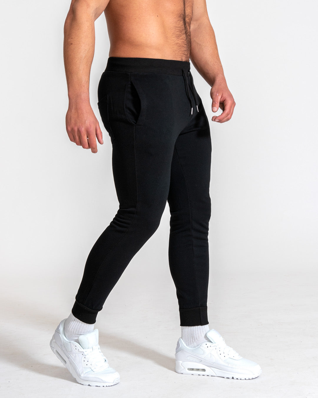 Fitted black joggers sale